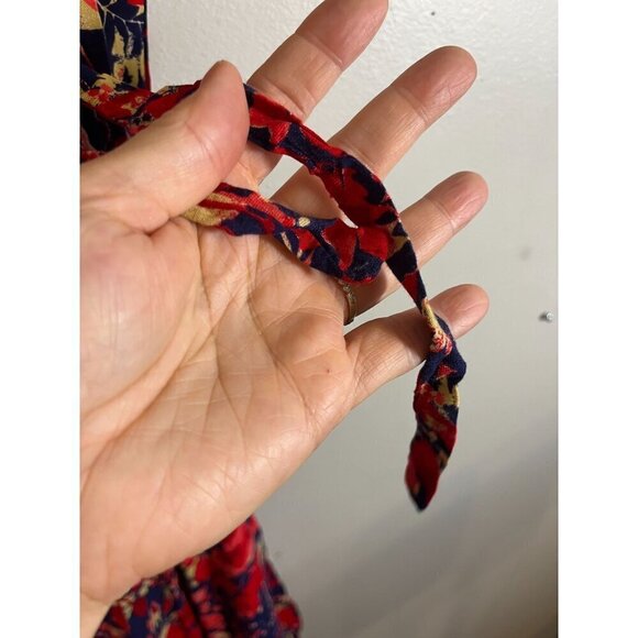 Dress M Red Floral l Maxi Retro Y2K Boho Western Preppy Classic Feminine Flowy - Picture 14 of 15